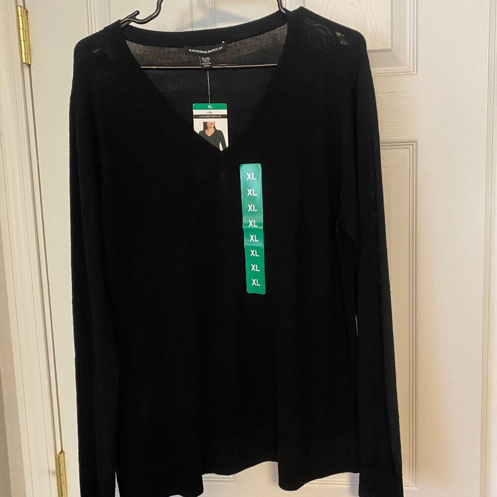 Katherine Barclay V-Neck Sweater,  100% Merino Wool, XL, NWT